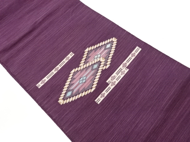 変わり菱に横段・幾何学模様織出し名古屋帯